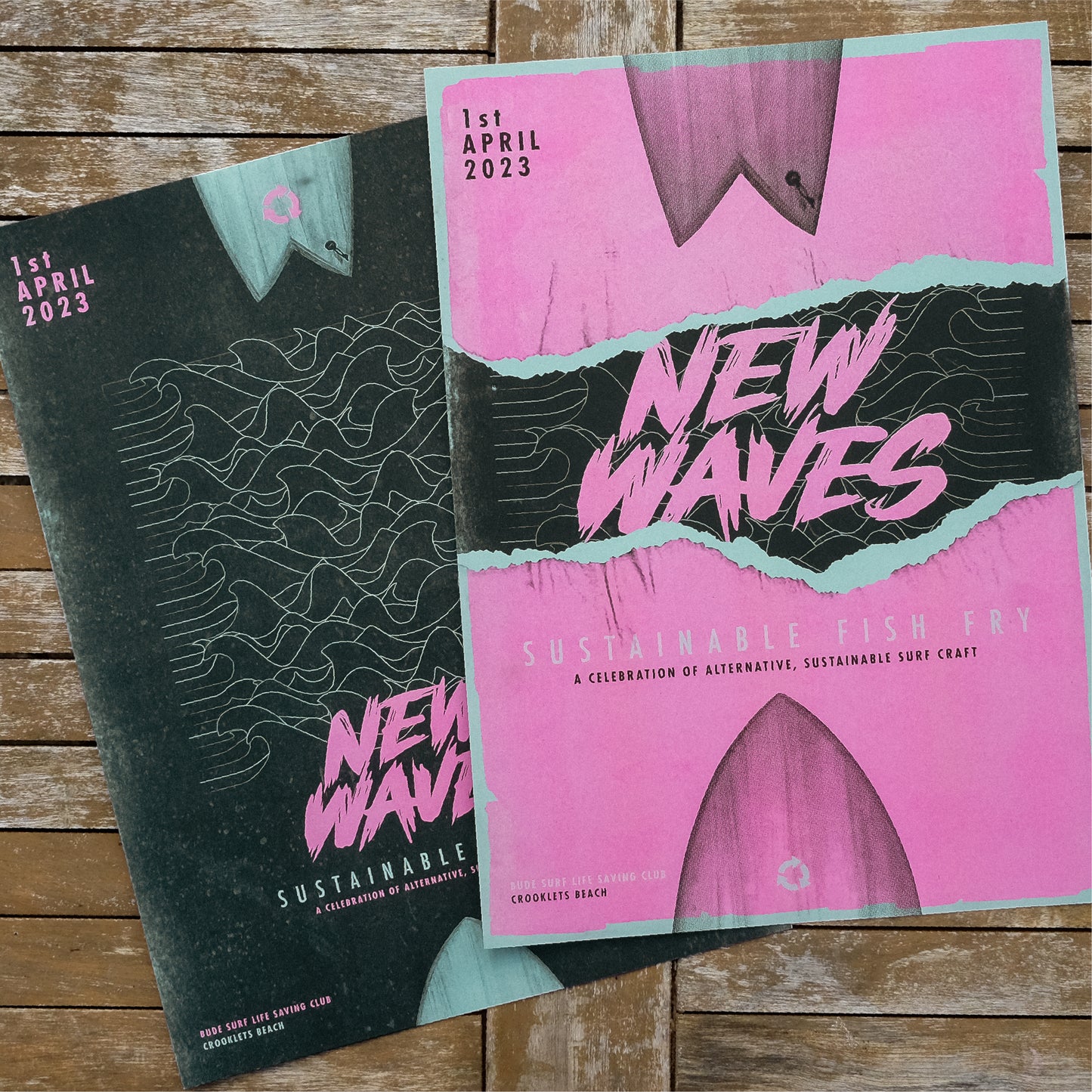 "New Waves Fish Fry" Riso Art Print (Pink)